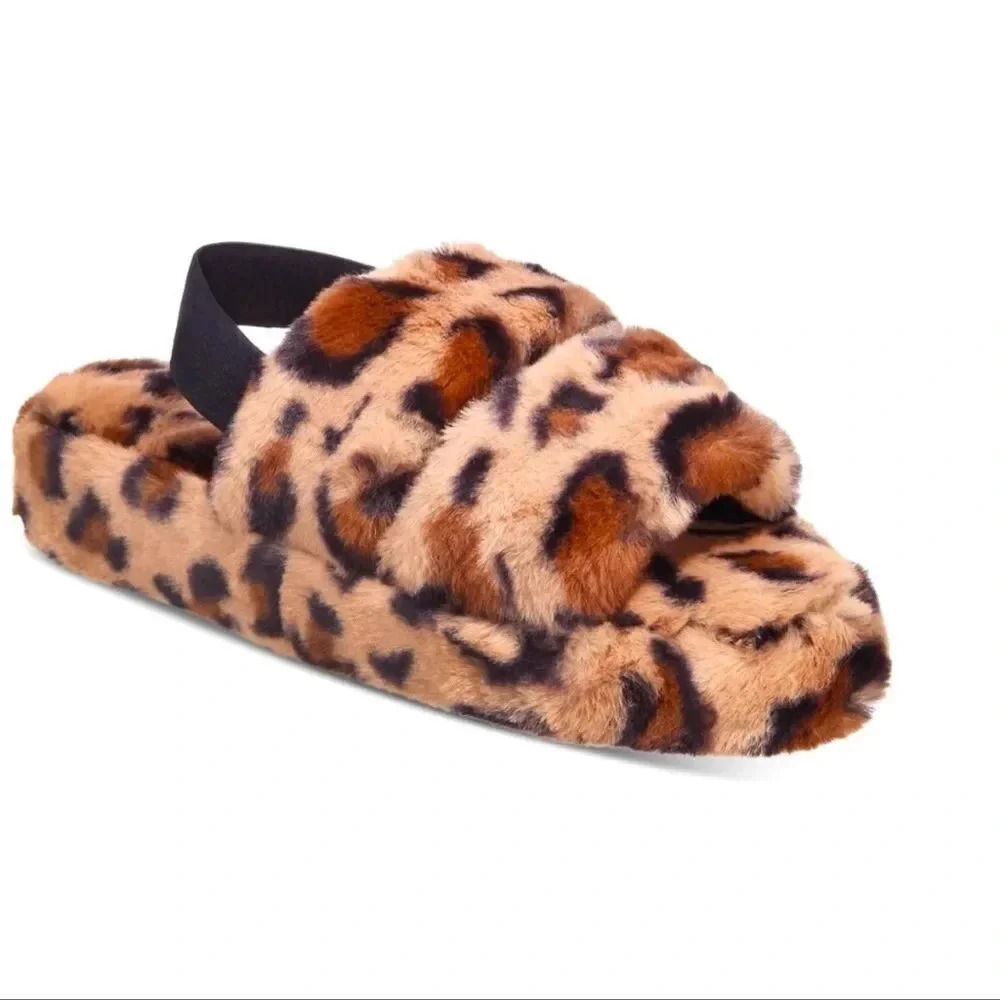 Women Leopard Print Slippers size S 5-6, M 7-8, L 9-10, XL 11-12